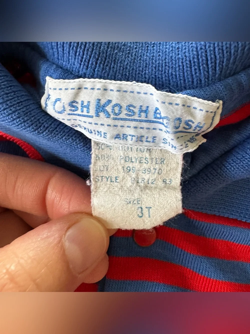 Vtg Oshkosh Striped Polo Shirt Top Blue Red Kidcore Preppy Classic 2T